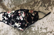 Face Mask Ditzy Floral Pattern Black With Filter