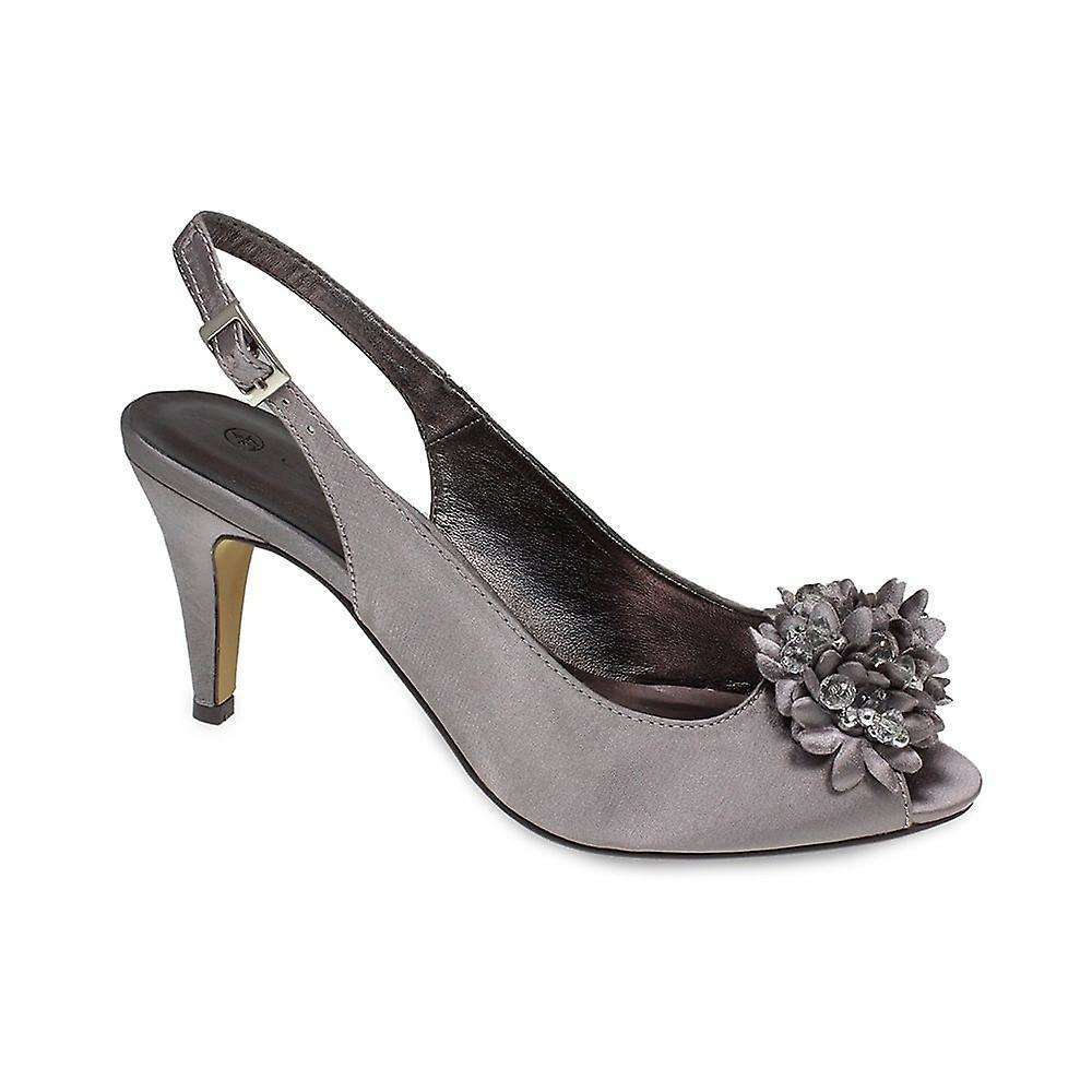 Grey Textured Peep Toe Pump Heels - BrandAlley