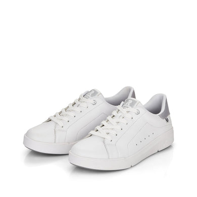 Rieker Evolution 41902-80 White Leather Lace-Up Trainer