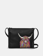 Yoshi YB214 Black Rainbow Highland Cow Leather CrossBody Bag