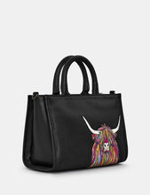 Yoshi YB230 COW 1 Black Rainbow Highland Cow Multiway Leather Grab Bag