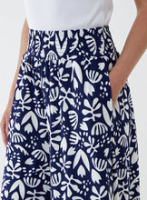 Floral Navy Shirring Waist Wide Leg Trousers