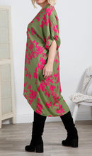 Goose Island 3393 Twist Front Leaf Print Midi Styled Dress (2 Colours)
