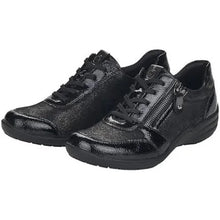 Remonte R7637-03 Black Metallic Combination Side Zip Trainer Shoes