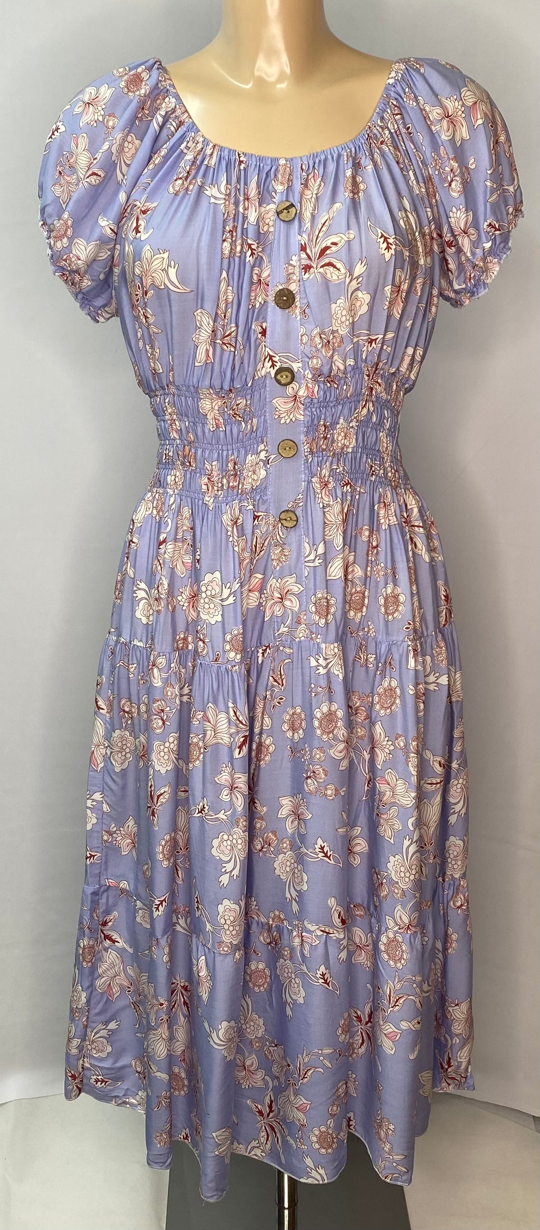 Delicate Flower Print Bardot Midi Dress (2 colours)