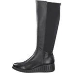Marco Tozzi 25614-29 Black Leather Comb Long Wedge Boots