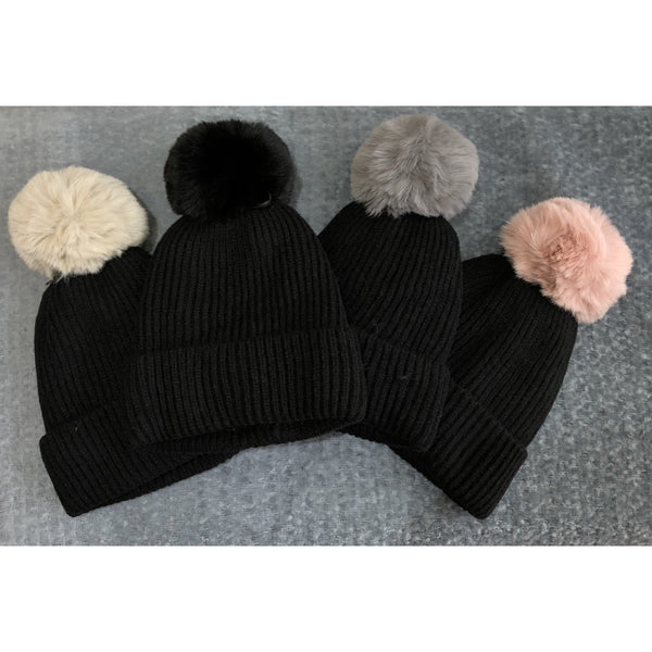 Holly Two Tone Pom Pom Hat (3 Colours)
