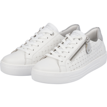 Remonte D0916-81 White Leather Weave Effect Lace-Up Trainers