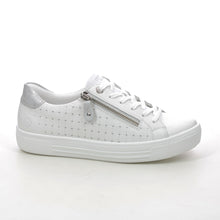 Remonte D0916-81 White Leather Weave Effect Lace-Up Trainers