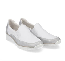 Rieker 53796-80 Space White And Silver Wedge Loafers
