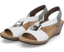 Rieker 624H6-80 Kaukasus White Combination Wedge Sandals