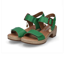 Remonte DON52-52 Lugano Elle Apple Green Leather Low Heel Sandals