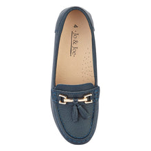 Jo & Joe 74 Ladies Leather Navy Loafer Moccasins Pumps With Tassel Flat