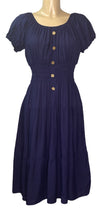 Plain Bardot Midi Dress With Faux Buttons (2 Colours)