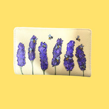 Yoshi Y1089 BEE 1 Black Bees Love Lavender Leather Zip Around Purse