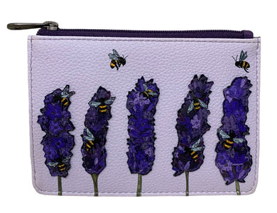 Y1321 BEE 55 Plum Bees Love Lavender Leather Zip Top Purse