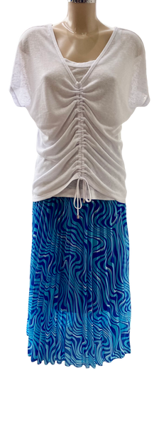 Pleated Swirl Print Midi Length Skirt (2 Colours)