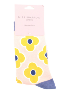 Miss Sparrow Bamboo Retro Flower Socks (3 Colours)