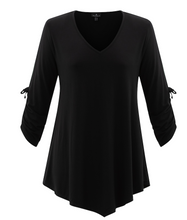 Marble 6572 Ruched Tie Sleeve Stretchy Tunic Style Top (3 Colours)