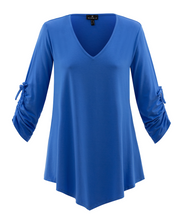 Marble 6572 Ruched Tie Sleeve Stretchy Tunic Style Top (3 Colours)