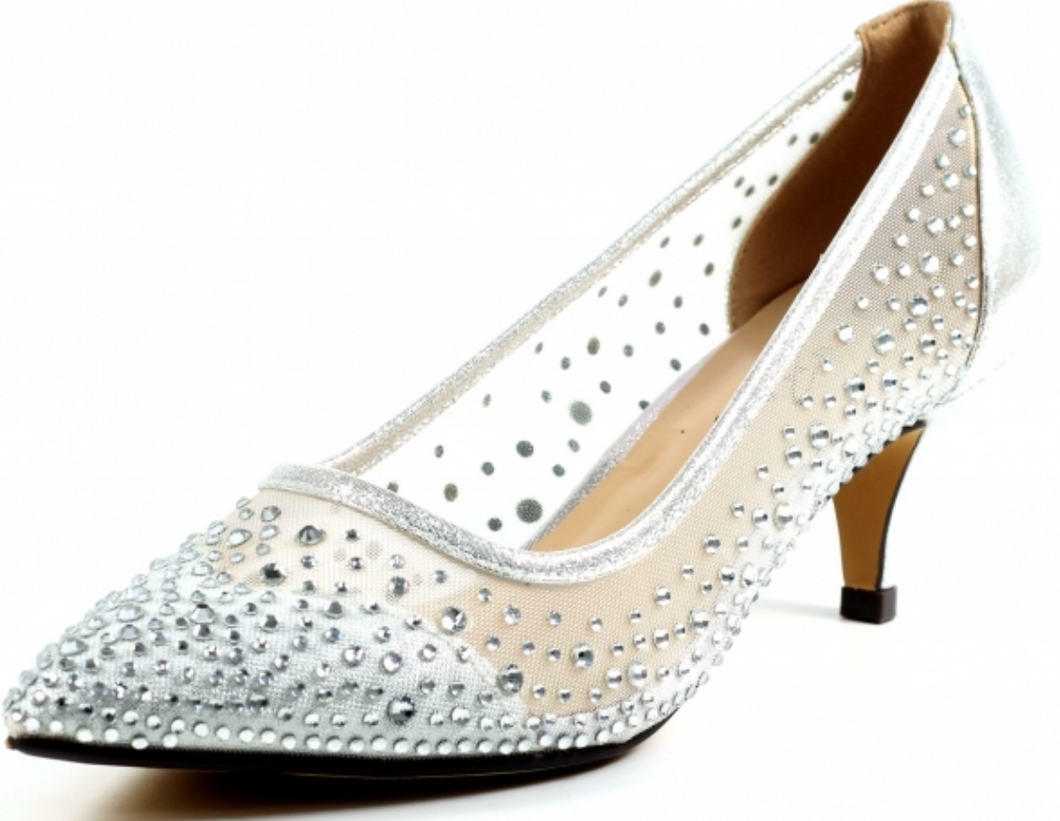 Silver low heel pumps for wedding online