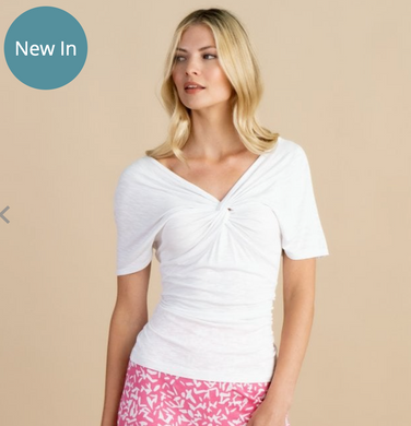 Marble 6940 Plain Short Sleeved Twist Front Top (2 Colours)