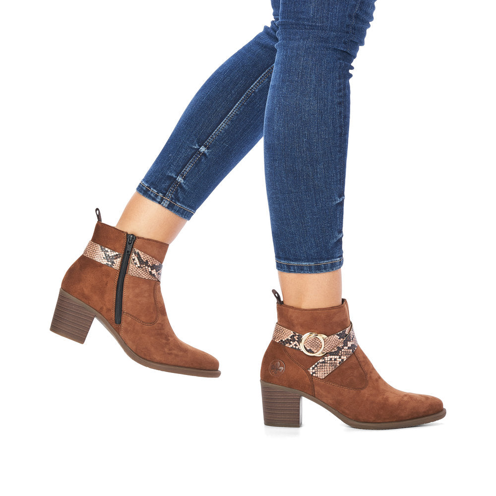 Rieker Y2064-24 Tan Suede Leather Heeled Ankle Boots Missy Online: Shoes, Fashion Based in