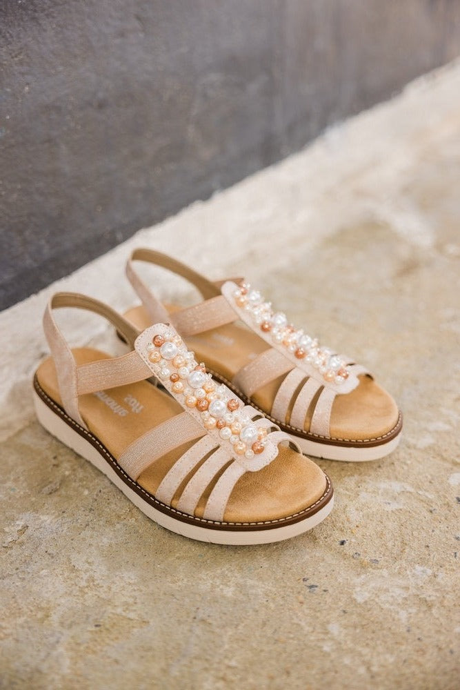 Remonte D2047-31 Rose Gold Effect Low Wedge Sandals – Missy Online: Shoes, Fashion Accessories Based Leeds