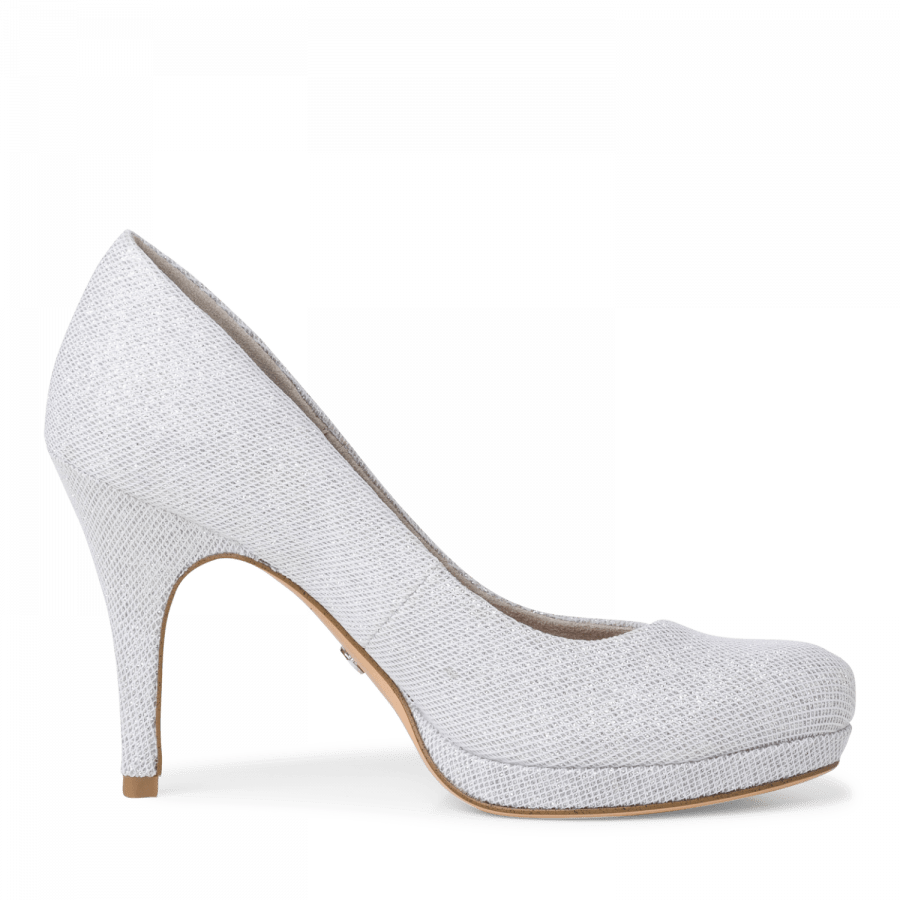Tamaris 22447-28 Silver Glam Round Toe Court Shoes – Missy Online