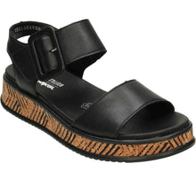 Rieker Evolution W0800-00 Lugano Black Leather Low Wedge Sandals