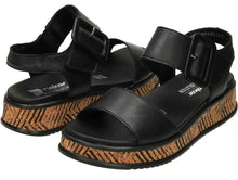 Rieker R-Evolution W0800-00 Lugano Black Leather Wedge Sandals