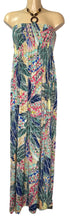 Maxi Blue Multi Tropical Halter Neck Dress