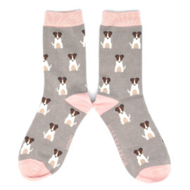 Miss Sparrow Grey Mini Jack Russel  Bamboo Socks