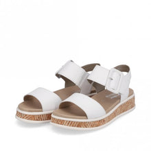 Rieker Evolution W0800-80 White Leather Low Wedge Sandals