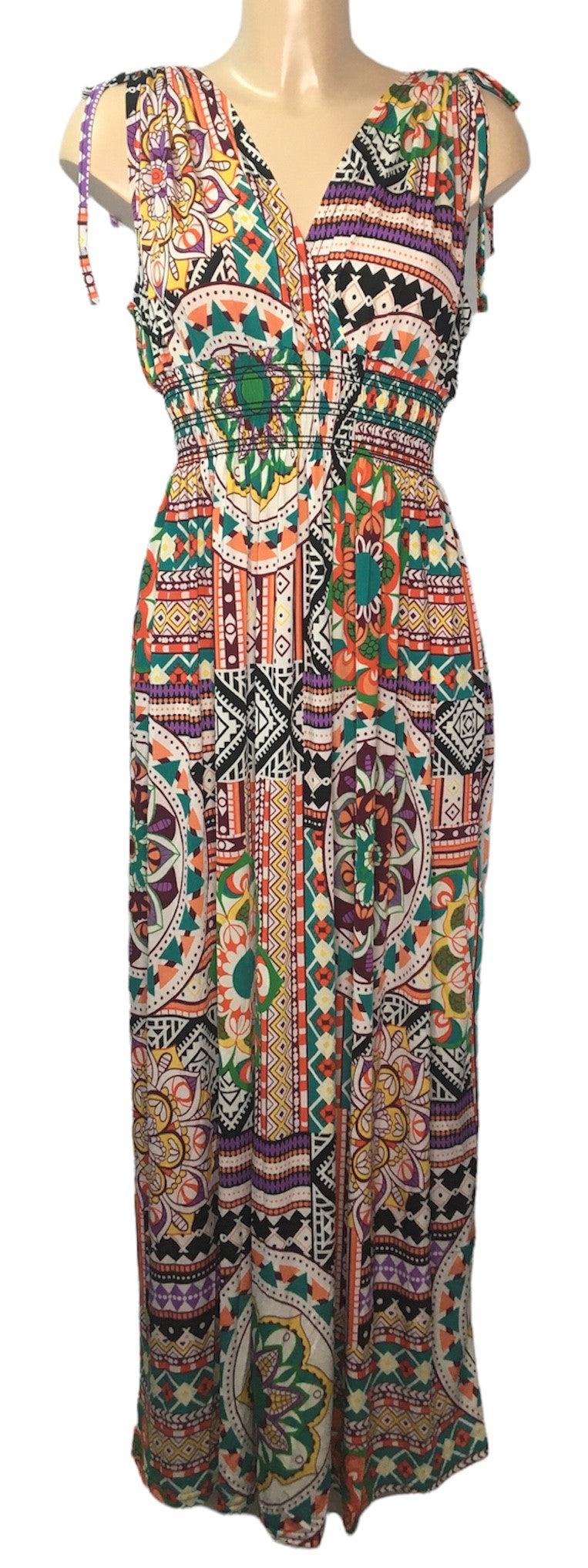 Sleeveless Aztec Print Slinky Maxi Dress (2 Colours)